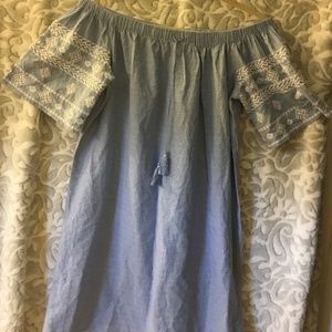 Old Navy Light Blue off the Shoulder Summer Dress Size Small (Generous Small)